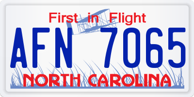 NC license plate AFN7065