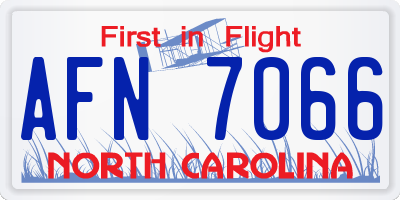 NC license plate AFN7066