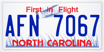 NC license plate AFN7067