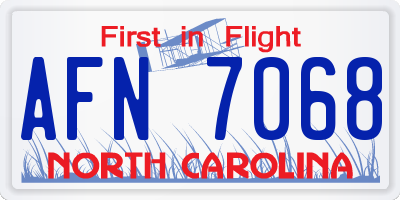 NC license plate AFN7068