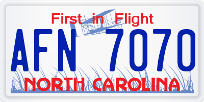 NC license plate AFN7070