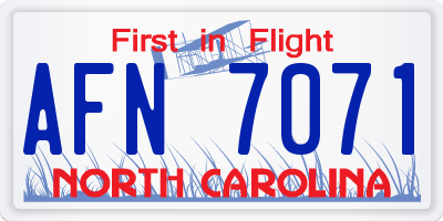 NC license plate AFN7071