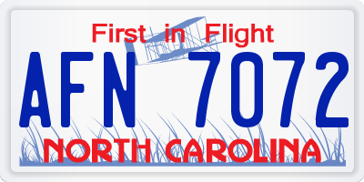 NC license plate AFN7072