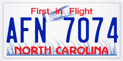 NC license plate AFN7074