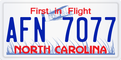 NC license plate AFN7077