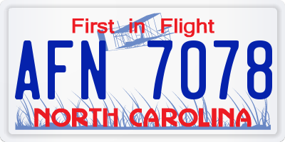 NC license plate AFN7078