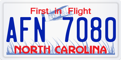 NC license plate AFN7080