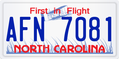 NC license plate AFN7081