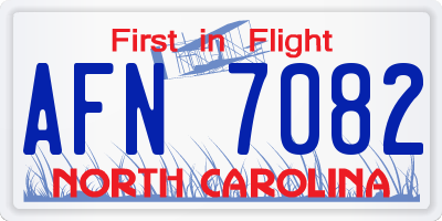 NC license plate AFN7082