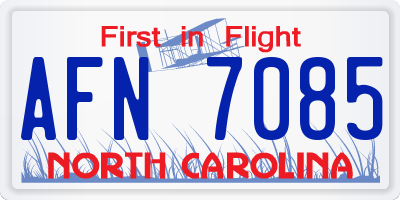 NC license plate AFN7085