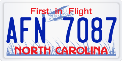 NC license plate AFN7087