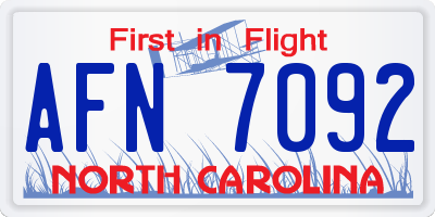 NC license plate AFN7092