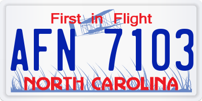 NC license plate AFN7103