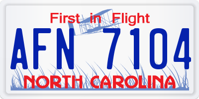 NC license plate AFN7104