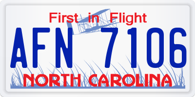 NC license plate AFN7106