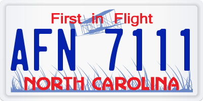 NC license plate AFN7111