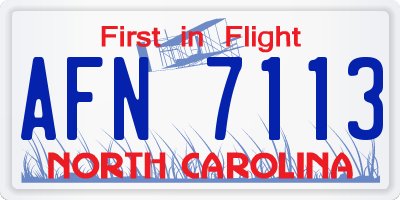 NC license plate AFN7113