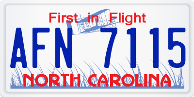 NC license plate AFN7115