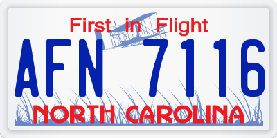 NC license plate AFN7116