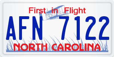 NC license plate AFN7122