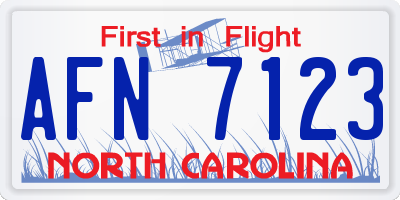 NC license plate AFN7123