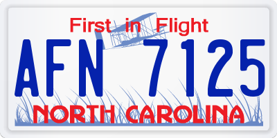 NC license plate AFN7125