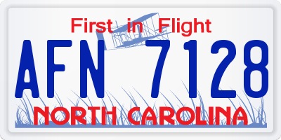 NC license plate AFN7128