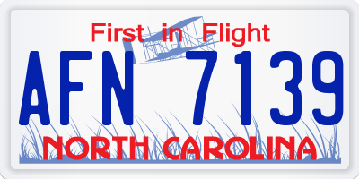 NC license plate AFN7139