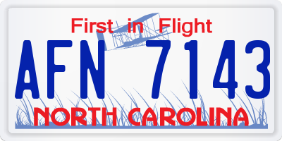 NC license plate AFN7143