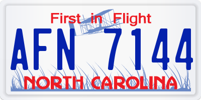 NC license plate AFN7144
