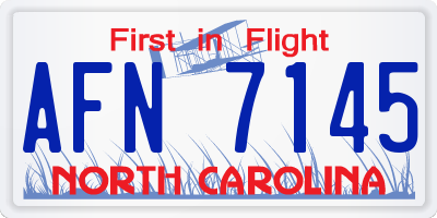 NC license plate AFN7145