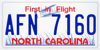 NC license plate AFN7160