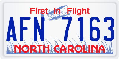 NC license plate AFN7163