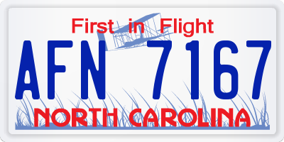 NC license plate AFN7167