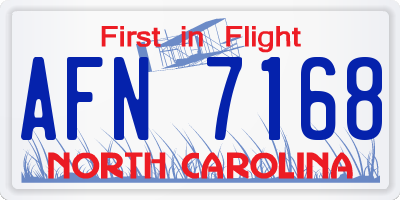 NC license plate AFN7168
