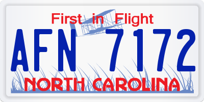 NC license plate AFN7172