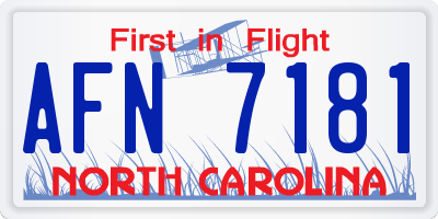 NC license plate AFN7181
