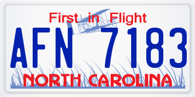 NC license plate AFN7183