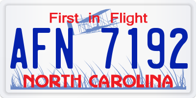 NC license plate AFN7192