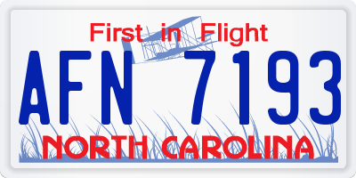 NC license plate AFN7193