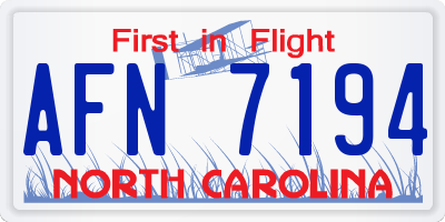 NC license plate AFN7194