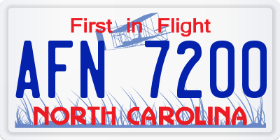 NC license plate AFN7200
