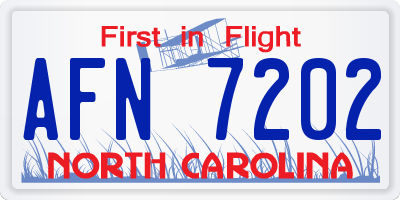 NC license plate AFN7202