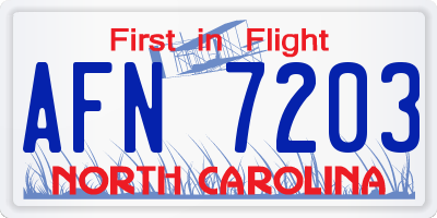 NC license plate AFN7203