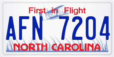 NC license plate AFN7204