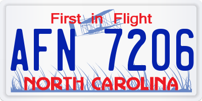 NC license plate AFN7206