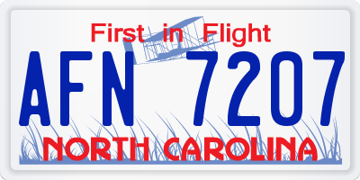 NC license plate AFN7207