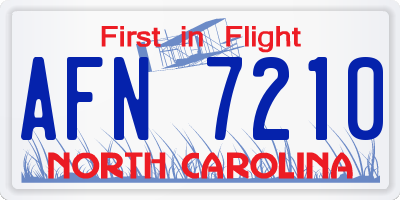 NC license plate AFN7210