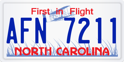 NC license plate AFN7211