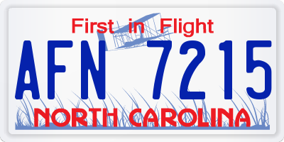 NC license plate AFN7215